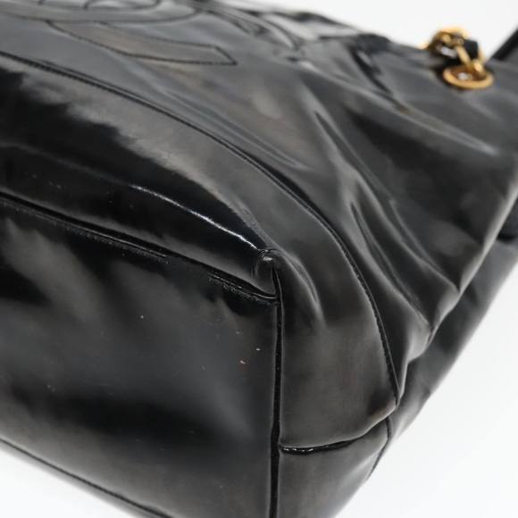 CHANEL COCO Mark Chain Shoulder Bag Patent leather Black Gold CC Auth bs18484 - Picture 9 of 16